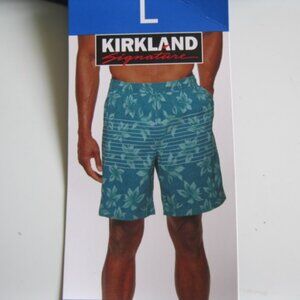 Kirkland Men's Swim Shorts Stretch Drawstring zip back Pocket Quick Dry L (1378)